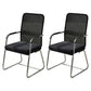 Modern Fixed Arms Leather Chair No Wheels Mid-Back Office Chair Black 2 Piece Set Mesh Clearhalo 'furn' 'furn_office_chair' 'Furniture' 'Office Chairs' 'Office Furniture' 'office_chair' 5869750