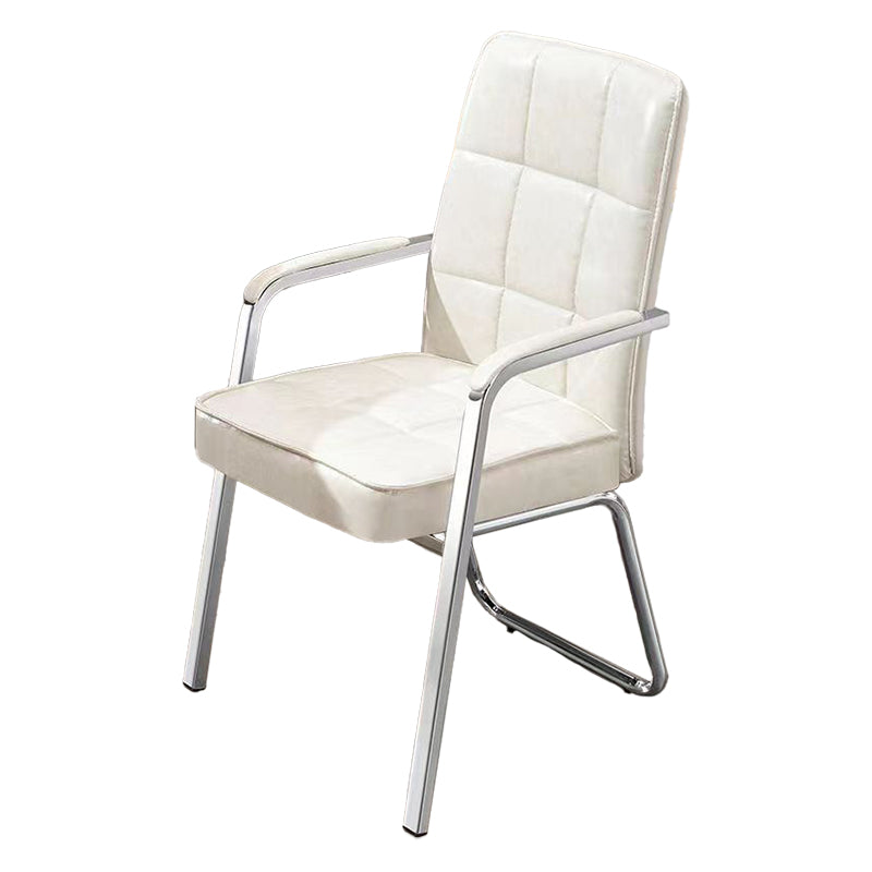 Modern Fixed Arms Leather Chair No Wheels Mid-Back Office Chair Clearhalo 'furn' 'furn_office_chair' 'Furniture' 'Office Chairs' 'Office Furniture' 'office_chair' 5869753