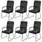 Modern Fixed Arms Leather Chair No Wheels Mid-Back Office Chair Black 6 Piece Set Mesh Clearhalo 'furn' 'furn_office_chair' 'Furniture' 'Office Chairs' 'Office Furniture' 'office_chair' 5869755