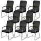 Modern Fixed Arms Leather Chair No Wheels Mid-Back Office Chair Black 8 Piece Set Mesh Clearhalo 'furn' 'furn_office_chair' 'Furniture' 'Office Chairs' 'Office Furniture' 'office_chair' 5869757