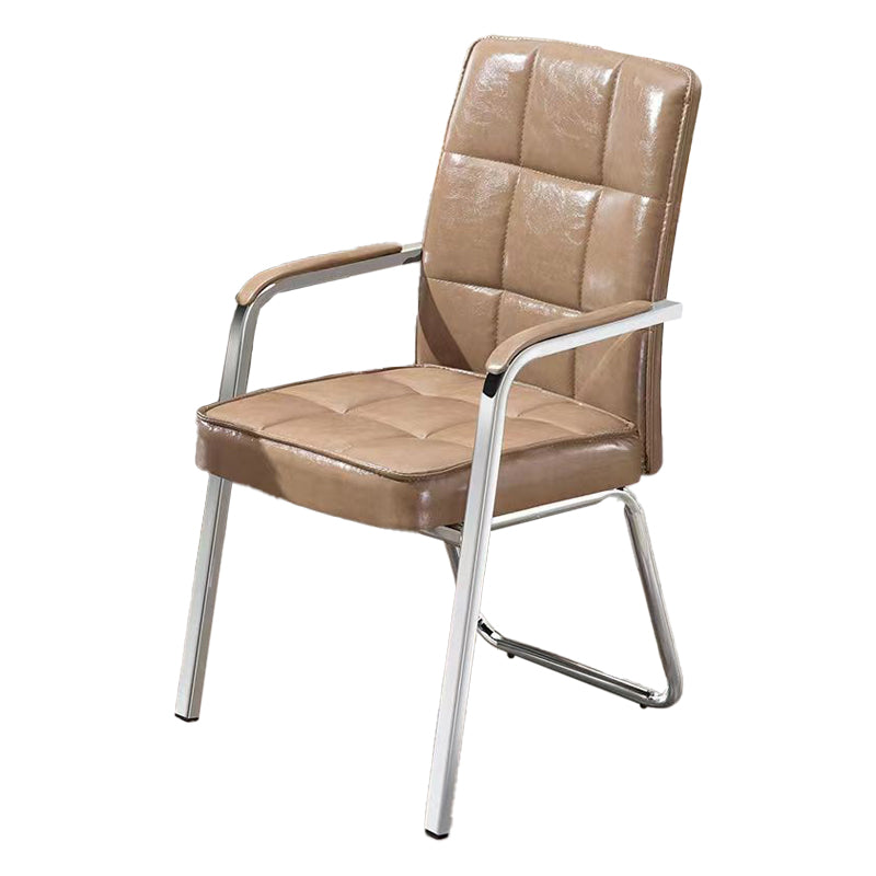 Modern Fixed Arms Leather Chair No Wheels Mid-Back Office Chair Clearhalo 'furn' 'furn_office_chair' 'Furniture' 'Office Chairs' 'Office Furniture' 'office_chair' 5869759