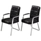Modern Fixed Arms Leather Chair No Wheels Mid-Back Office Chair Black 2 Piece Set Leather Clearhalo 'furn' 'furn_office_chair' 'Furniture' 'Office Chairs' 'Office Furniture' 'office_chair' 5869761