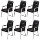 Modern Fixed Arms Leather Chair No Wheels Mid-Back Office Chair Black 6 Piece Set Leather Clearhalo 'furn' 'furn_office_chair' 'Furniture' 'Office Chairs' 'Office Furniture' 'office_chair' 5869764