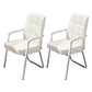 Modern Fixed Arms Leather Chair No Wheels Mid-Back Office Chair White 2 Piece Set Leather Clearhalo 'furn' 'furn_office_chair' 'Furniture' 'Office Chairs' 'Office Furniture' 'office_chair' 5869767