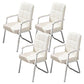 Modern Fixed Arms Leather Chair No Wheels Mid-Back Office Chair White 4 Piece Set Leather Clearhalo 'furn' 'furn_office_chair' 'Furniture' 'Office Chairs' 'Office Furniture' 'office_chair' 5869768