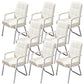 Modern Fixed Arms Leather Chair No Wheels Mid-Back Office Chair White 8 Piece Set Leather Clearhalo 'furn' 'furn_office_chair' 'Furniture' 'Office Chairs' 'Office Furniture' 'office_chair' 5869770