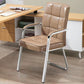 Modern Fixed Arms Leather Chair No Wheels Mid-Back Office Chair Khaki 1 Piece Leather Clearhalo 'furn' 'furn_office_chair' 'Furniture' 'Office Chairs' 'Office Furniture' 'office_chair' 5869781
