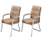 Modern Fixed Arms Leather Chair No Wheels Mid-Back Office Chair Khaki 2 Piece Set Leather Clearhalo 'furn' 'furn_office_chair' 'Furniture' 'Office Chairs' 'Office Furniture' 'office_chair' 5869782