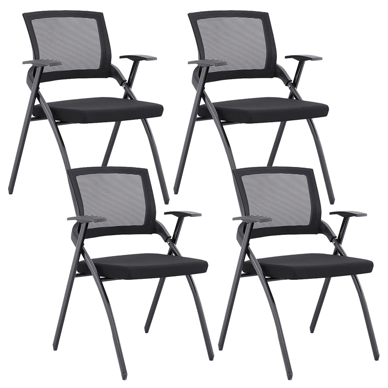 Contemporary Conference Chair Mid-Back Ergonomic Office Chair Black Without Writing Pad 4 Piece Set Clearhalo 'furn' 'furn_office_chair' 'Furniture' 'Office Chairs' 'Office Furniture' 'office_chair' 5869811