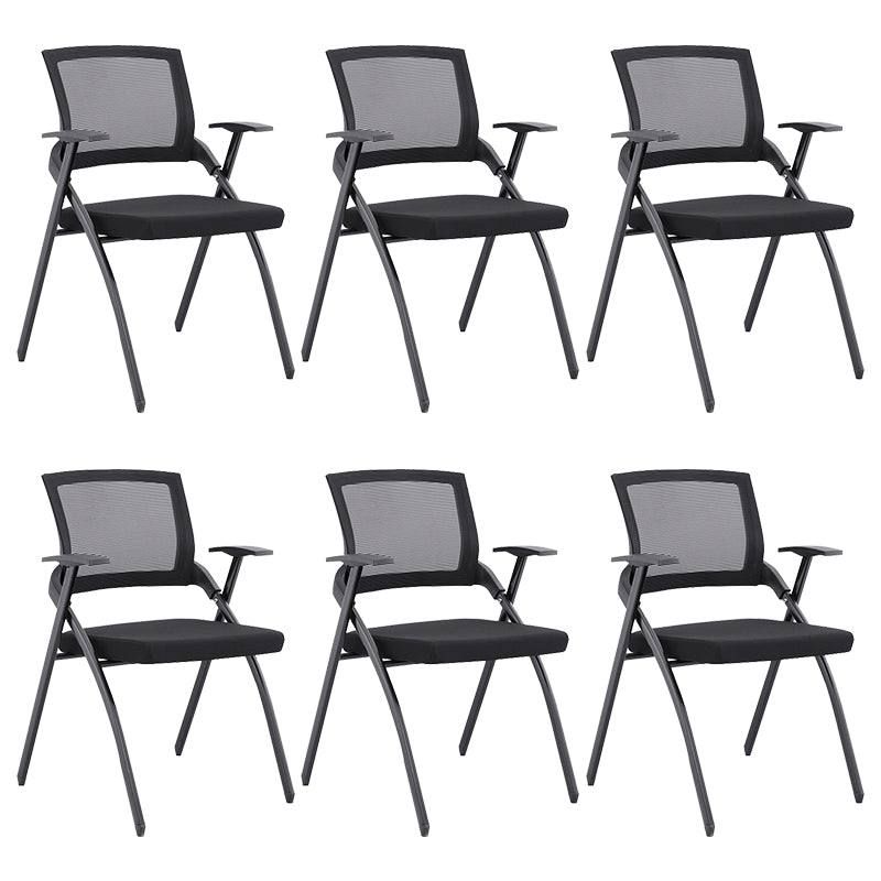 Contemporary Conference Chair Mid-Back Ergonomic Office Chair Black Without Writing Pad 6 Piece Set Clearhalo 'furn' 'furn_office_chair' 'Furniture' 'Office Chairs' 'Office Furniture' 'office_chair' 5869813