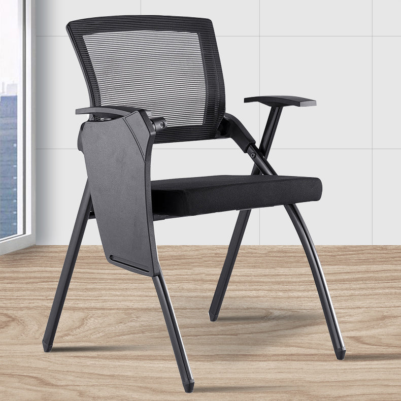 Contemporary Conference Chair Mid-Back Ergonomic Office Chair Black With Writing Pad 1 Piece Clearhalo 'furn' 'furn_office_chair' 'Furniture' 'Office Chairs' 'Office Furniture' 'office_chair' 5869817