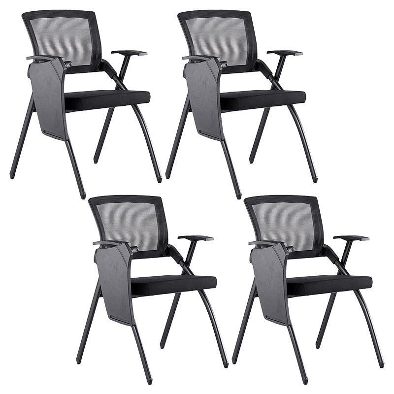 Contemporary Conference Chair Mid-Back Ergonomic Office Chair Black With Writing Pad 4 Piece Set Clearhalo 'furn' 'furn_office_chair' 'Furniture' 'Office Chairs' 'Office Furniture' 'office_chair' 5869821