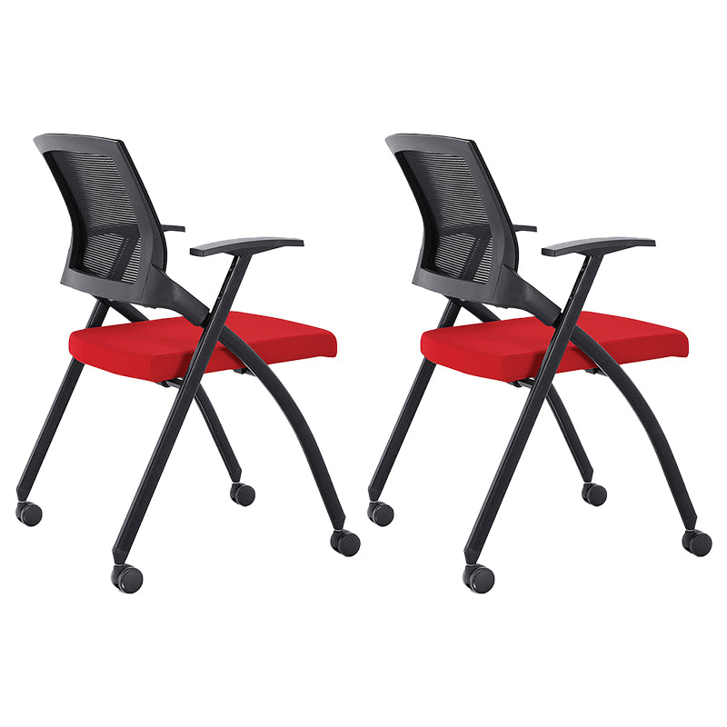 Contemporary Conference Chair Mid-Back Ergonomic Office Chair Black-Red Without Writing Pad 2 Piece Set Clearhalo 'furn' 'furn_office_chair' 'Furniture' 'Office Chairs' 'Office Furniture' 'office_chair' 5869825
