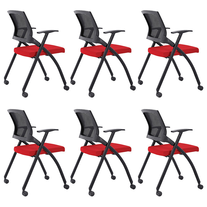 Contemporary Conference Chair Mid-Back Ergonomic Office Chair Black-Red Without Writing Pad 6 Piece Set Clearhalo 'furn' 'furn_office_chair' 'Furniture' 'Office Chairs' 'Office Furniture' 'office_chair' 5869827