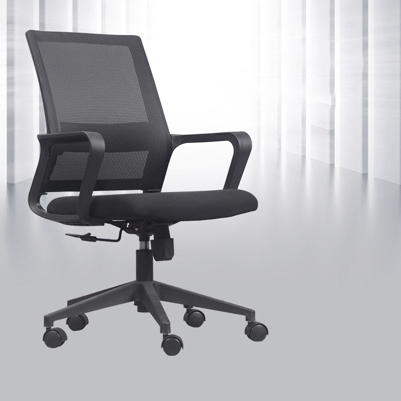 Chaise de bureau à armes fixes Roues de chaise de dos en microfibre haute support lombaire