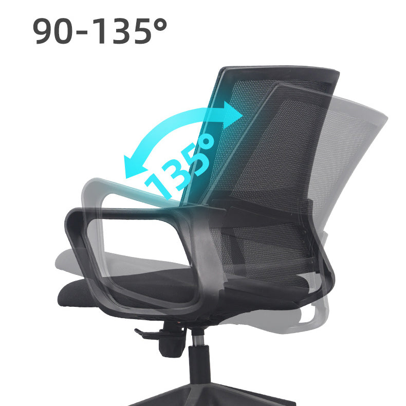 Chaise de bureau à armes fixes Roues de chaise de dos en microfibre haute support lombaire