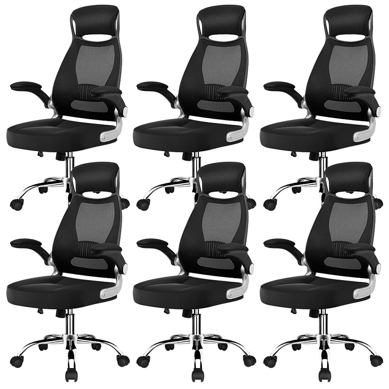 Modern Adjustable Arms Breathable AirGrid Chair Height-adjustable Office Chair Black Cotton 6 Piece Set Clearhalo 'furn' 'furn_office_chair' 'Furniture' 'Office Chairs' 'Office Furniture' 'office_chair' 5869912