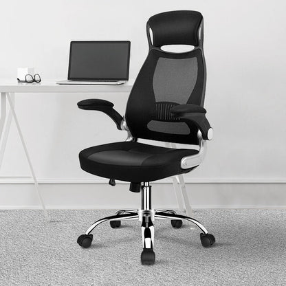 Modern Adjustable Arms Breathable AirGrid Chair Height-adjustable Office Chair Black Faux Leather 1 Piece Clearhalo 'furn' 'furn_office_chair' 'Furniture' 'Office Chairs' 'Office Furniture' 'office_chair' 5869916