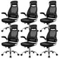 Modern Adjustable Arms Breathable AirGrid Chair Height-adjustable Office Chair Black Faux Leather 6 Piece Set Clearhalo 'furn' 'furn_office_chair' 'Furniture' 'Office Chairs' 'Office Furniture' 'office_chair' 5869923