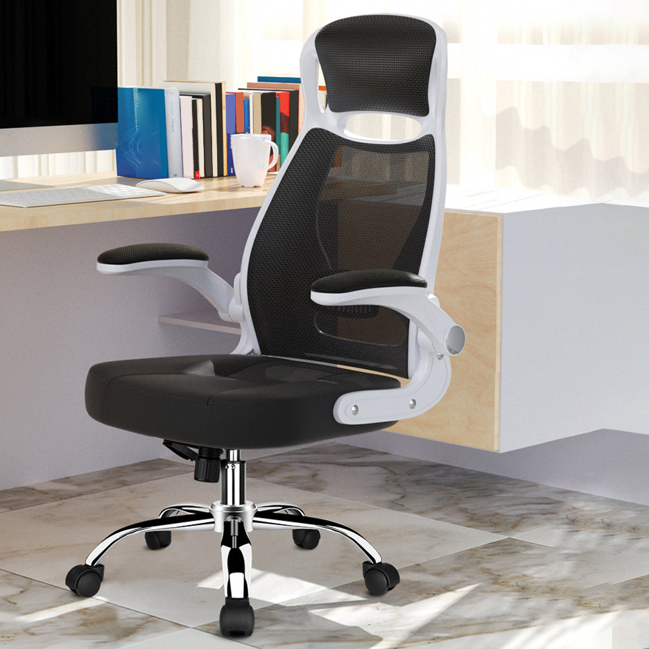 Modern Adjustable Arms Breathable AirGrid Chair Height-adjustable Office Chair Black-White Cotton 1 Piece Clearhalo 'furn' 'furn_office_chair' 'Furniture' 'Office Chairs' 'Office Furniture' 'office_chair' 5869925