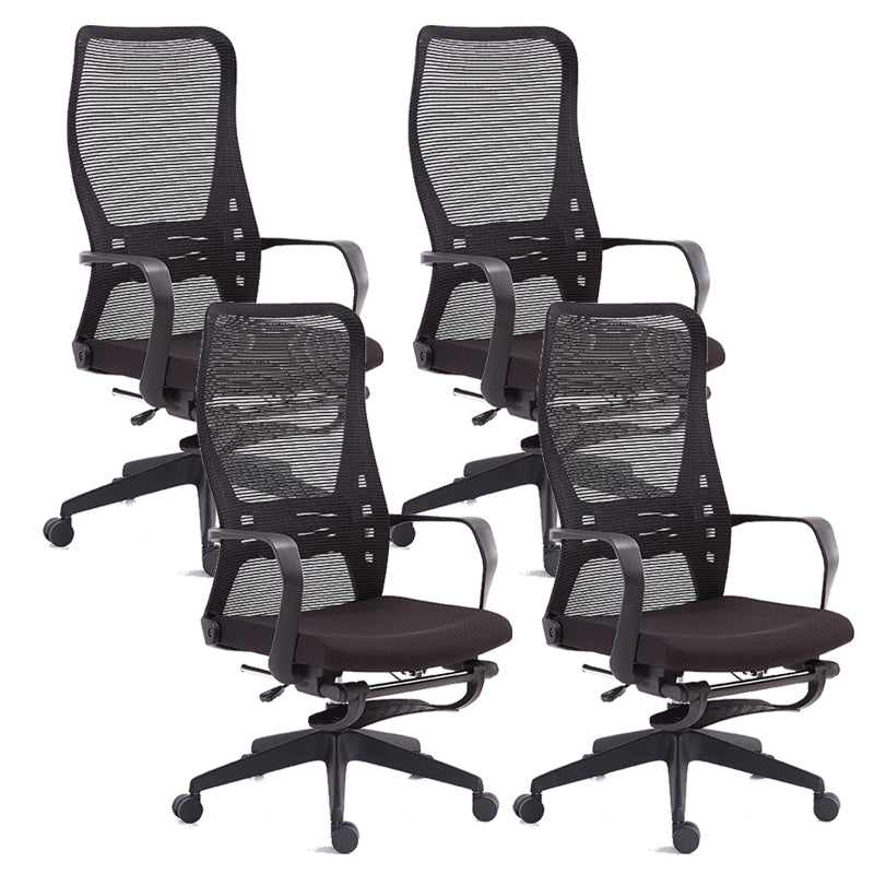 Contemporary Adjustable Microfiber Office Chair Task High Back Chair Black 4 Piece Set Clearhalo 'furn' 'furn_office_chair' 'Furniture' 'Office Chairs' 'Office Furniture' 'office_chair' 5870021