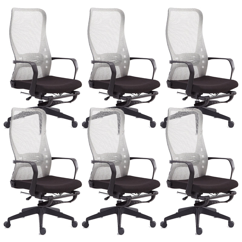 Contemporary Adjustable Microfiber Office Chair Task High Back Chair White 6 Piece Set Clearhalo 'furn' 'furn_office_chair' 'Furniture' 'Office Chairs' 'Office Furniture' 'office_chair' 5870034