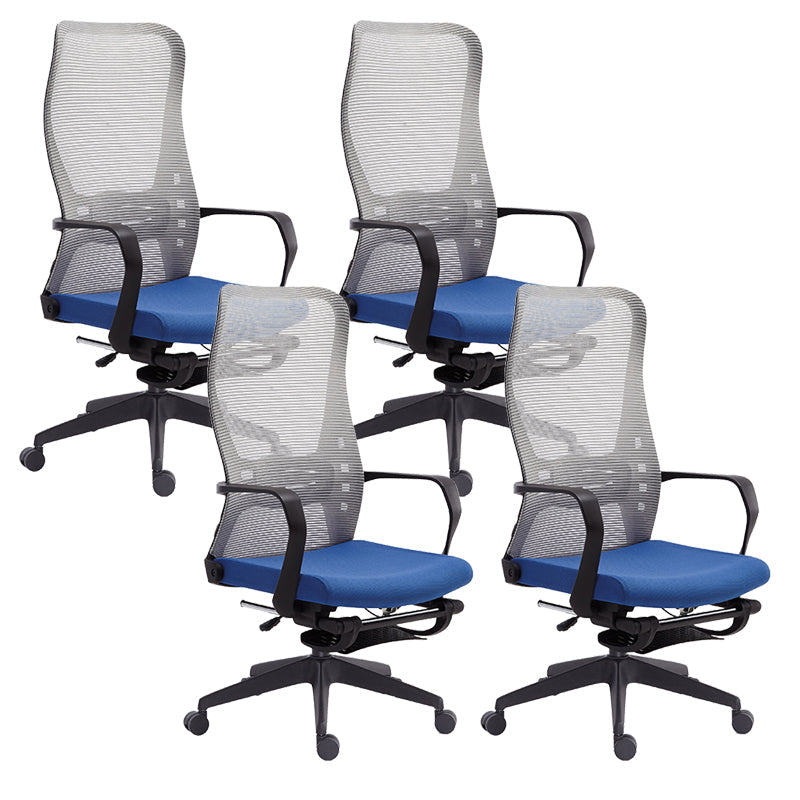 Contemporary Adjustable Microfiber Office Chair Task High Back Chair Blue 4 Piece Set Clearhalo 'furn' 'furn_office_chair' 'Furniture' 'Office Chairs' 'Office Furniture' 'office_chair' 5870039