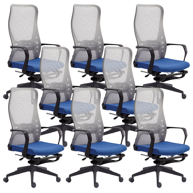 Contemporary Adjustable Microfiber Office Chair Task High Back Chair Blue 8 Piece Set Clearhalo 'furn' 'furn_office_chair' 'Furniture' 'Office Chairs' 'Office Furniture' 'office_chair' 5870041