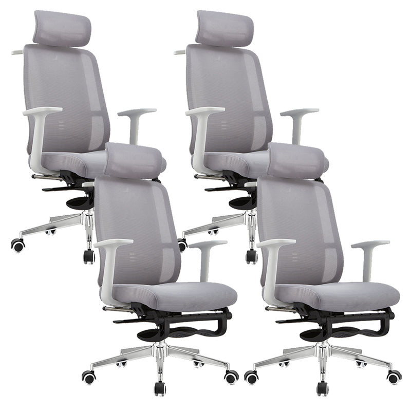 Adjustable Office Chair Contemporary High Back Adjustable Arms Desk Chair White-Gray 4 Piece Set Clearhalo 'furn' 'furn_office_chair' 'Furniture' 'Office Chairs' 'Office Furniture' 'office_chair' 5870048