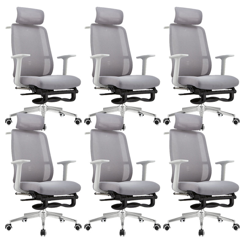 Adjustable Office Chair Contemporary High Back Adjustable Arms Desk Chair White-Gray 6 Piece Set Clearhalo 'furn' 'furn_office_chair' 'Furniture' 'Office Chairs' 'Office Furniture' 'office_chair' 5870050