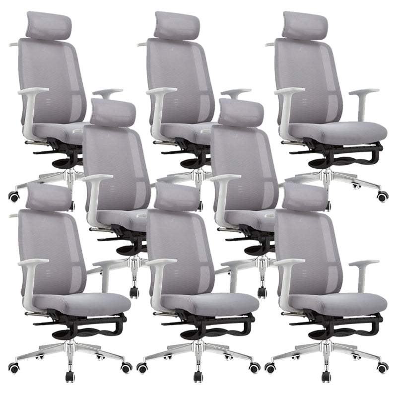 Adjustable Office Chair Contemporary High Back Adjustable Arms Desk Chair White-Gray 8 Piece Set Clearhalo 'furn' 'furn_office_chair' 'Furniture' 'Office Chairs' 'Office Furniture' 'office_chair' 5870051