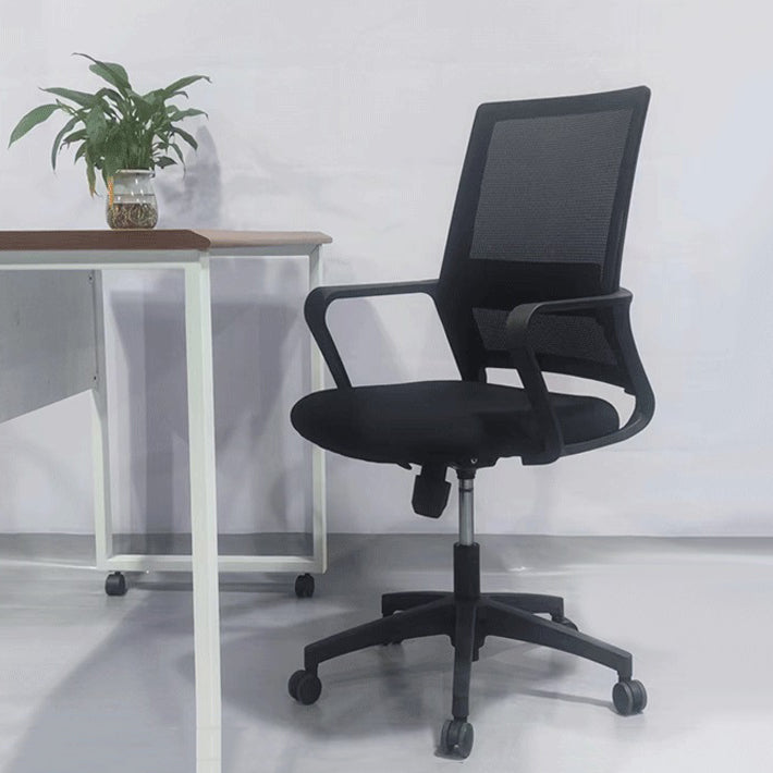 Contemporary High Back Office Chair Black Task Microfiber Chair Clearhalo 'furn' 'furn_office_chair' 'Furniture' 'Office Chairs' 'Office Furniture' 'office_chair' 5870069
