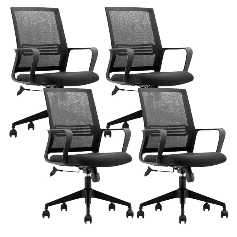 Contemporary High Back Office Chair Black Task Microfiber Chair 4 Piece Set Clearhalo 'furn' 'furn_office_chair' 'Furniture' 'Office Chairs' 'Office Furniture' 'office_chair' 5870070