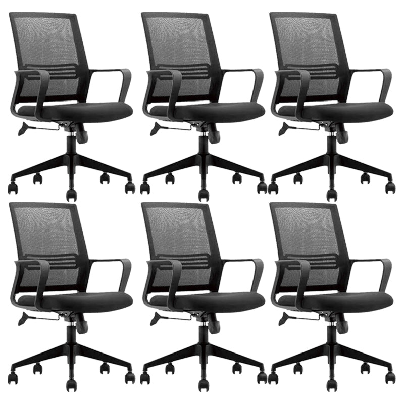 Contemporary High Back Office Chair Black Task Microfiber Chair 6 Piece Set Clearhalo 'furn' 'furn_office_chair' 'Furniture' 'Office Chairs' 'Office Furniture' 'office_chair' 5870072