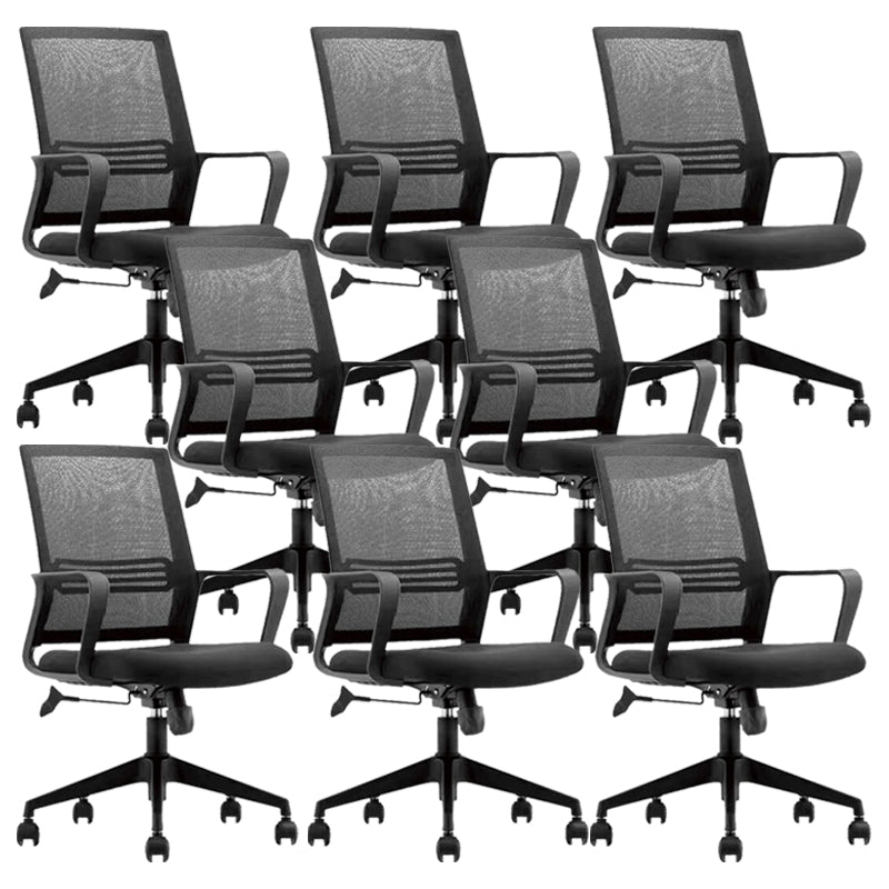 Contemporary High Back Office Chair Black Task Microfiber Chair 8 Piece Set Clearhalo 'furn' 'furn_office_chair' 'Furniture' 'Office Chairs' 'Office Furniture' 'office_chair' 5870074