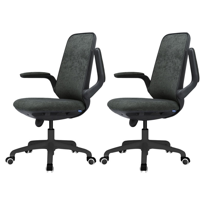 Contemporary Office Chair Mid-Back Tilt Mechanism Desk Chair Black 2 Piece Set Clearhalo 'furn' 'furn_office_chair' 'Furniture' 'Office Chairs' 'Office Furniture' 'office_chair' 5870085
