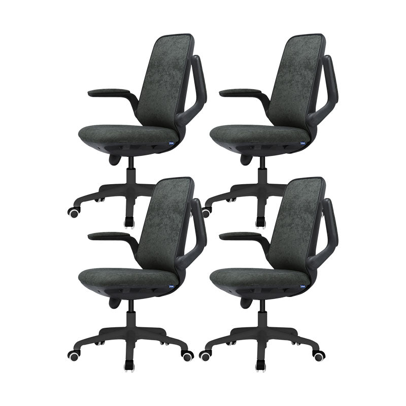 Contemporary Office Chair Mid-Back Tilt Mechanism Desk Chair Black 4 Piece Set Clearhalo 'furn' 'furn_office_chair' 'Furniture' 'Office Chairs' 'Office Furniture' 'office_chair' 5870088