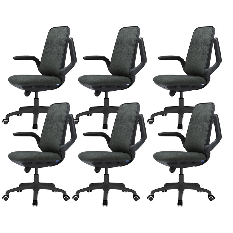 Contemporary Office Chair Mid-Back Tilt Mechanism Desk Chair Black 6 Piece Set Clearhalo 'furn' 'furn_office_chair' 'Furniture' 'Office Chairs' 'Office Furniture' 'office_chair' 5870090