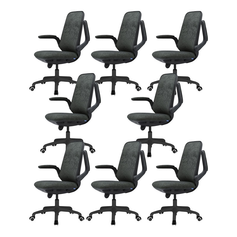 Contemporary Office Chair Mid-Back Tilt Mechanism Desk Chair Black 8 Piece Set Clearhalo 'furn' 'furn_office_chair' 'Furniture' 'Office Chairs' 'Office Furniture' 'office_chair' 5870092