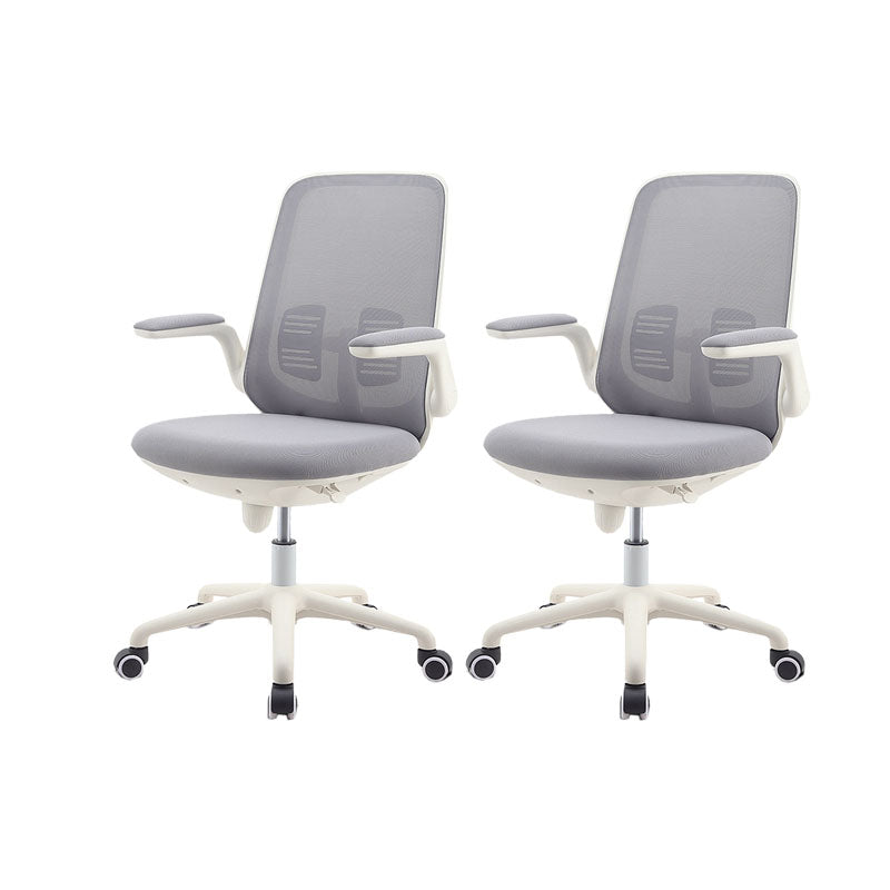Contemporary Office Chair Mid-Back Tilt Mechanism Desk Chair Light Gray 2 Piece Set Clearhalo 'furn' 'furn_office_chair' 'Furniture' 'Office Chairs' 'Office Furniture' 'office_chair' 5870096
