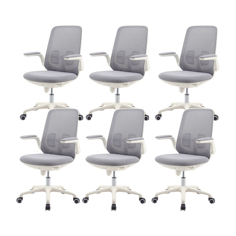 Contemporary Office Chair Mid-Back Tilt Mechanism Desk Chair Light Gray 6 Piece Set Clearhalo 'furn' 'furn_office_chair' 'Furniture' 'Office Chairs' 'Office Furniture' 'office_chair' 5870099
