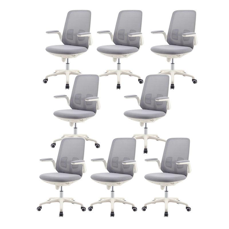 Contemporary Office Chair Mid-Back Tilt Mechanism Desk Chair Light Gray 8 Piece Set Clearhalo 'furn' 'furn_office_chair' 'Furniture' 'Office Chairs' 'Office Furniture' 'office_chair' 5870101