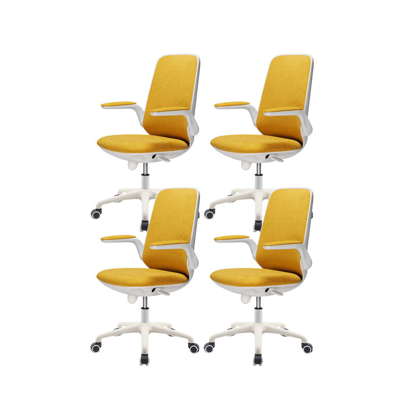 Contemporary Office Chair Mid-Back Tilt Mechanism Desk Chair Yellow 4 Piece Set Clearhalo 'furn' 'furn_office_chair' 'Furniture' 'Office Chairs' 'Office Furniture' 'office_chair' 5870105
