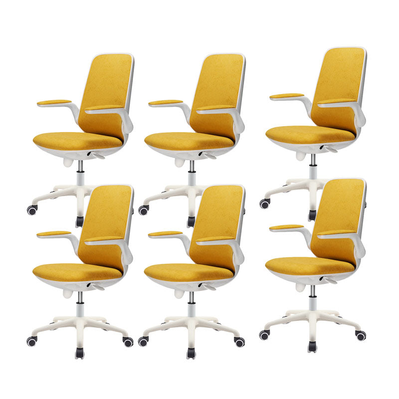 Contemporary Office Chair Mid-Back Tilt Mechanism Desk Chair Yellow 6 Piece Set Clearhalo 'furn' 'furn_office_chair' 'Furniture' 'Office Chairs' 'Office Furniture' 'office_chair' 5870106