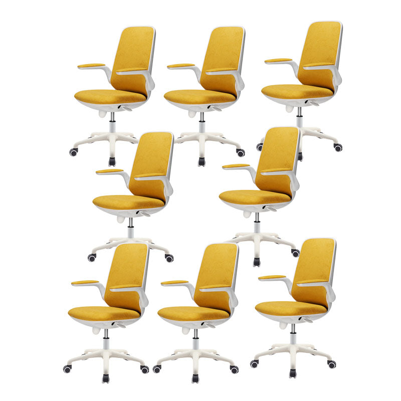 Contemporary Office Chair Mid-Back Tilt Mechanism Desk Chair Yellow 8 Piece Set Clearhalo 'furn' 'furn_office_chair' 'Furniture' 'Office Chairs' 'Office Furniture' 'office_chair' 5870107