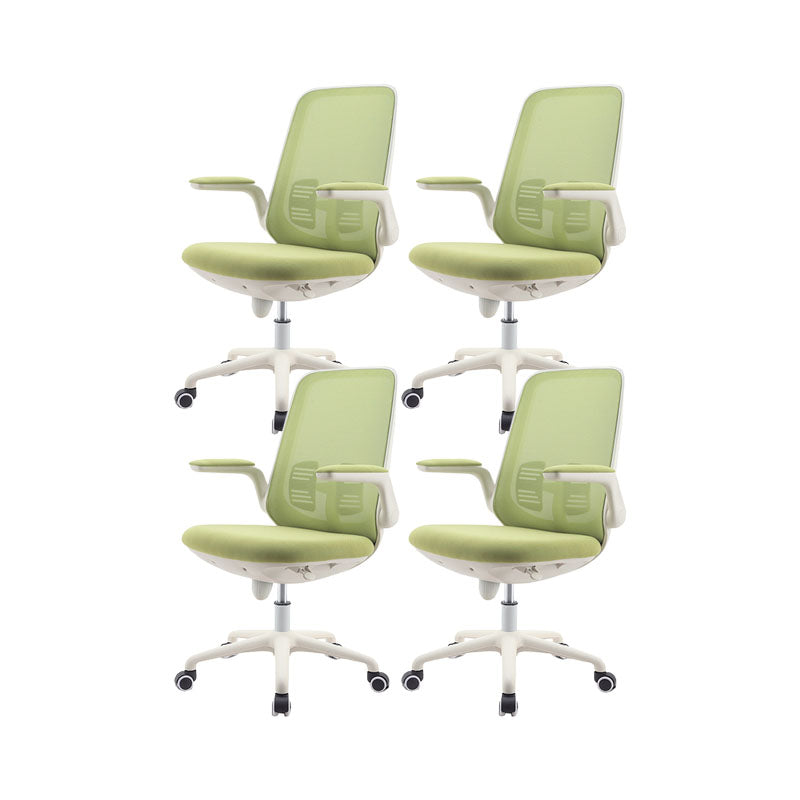 Contemporary Office Chair Mid-Back Tilt Mechanism Desk Chair Light Green 4 Piece Set Clearhalo 'furn' 'furn_office_chair' 'Furniture' 'Office Chairs' 'Office Furniture' 'office_chair' 5870114