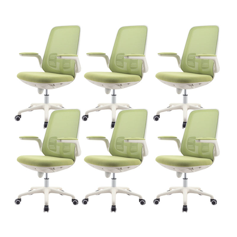 Contemporary Office Chair Mid-Back Tilt Mechanism Desk Chair Light Green 6 Piece Set Clearhalo 'furn' 'furn_office_chair' 'Furniture' 'Office Chairs' 'Office Furniture' 'office_chair' 5870115