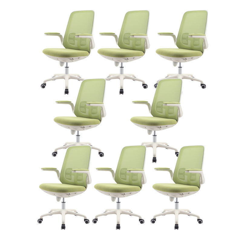 Contemporary Office Chair Mid-Back Tilt Mechanism Desk Chair Light Green 8 Piece Set Clearhalo 'furn' 'furn_office_chair' 'Furniture' 'Office Chairs' 'Office Furniture' 'office_chair' 5870116
