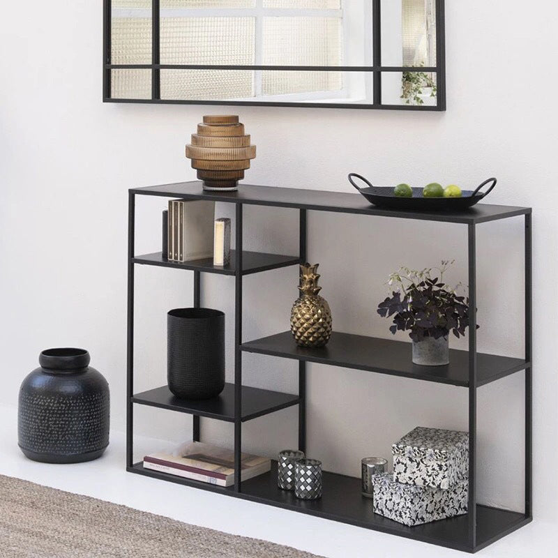 Modern Metal Bookshelf Black Etagere Open Shelf Horizontal Bookcase Clearhalo 'Bookcases' 'furn' 'furn_bookcases' 'Furniture' 'Office Furniture' 5870118