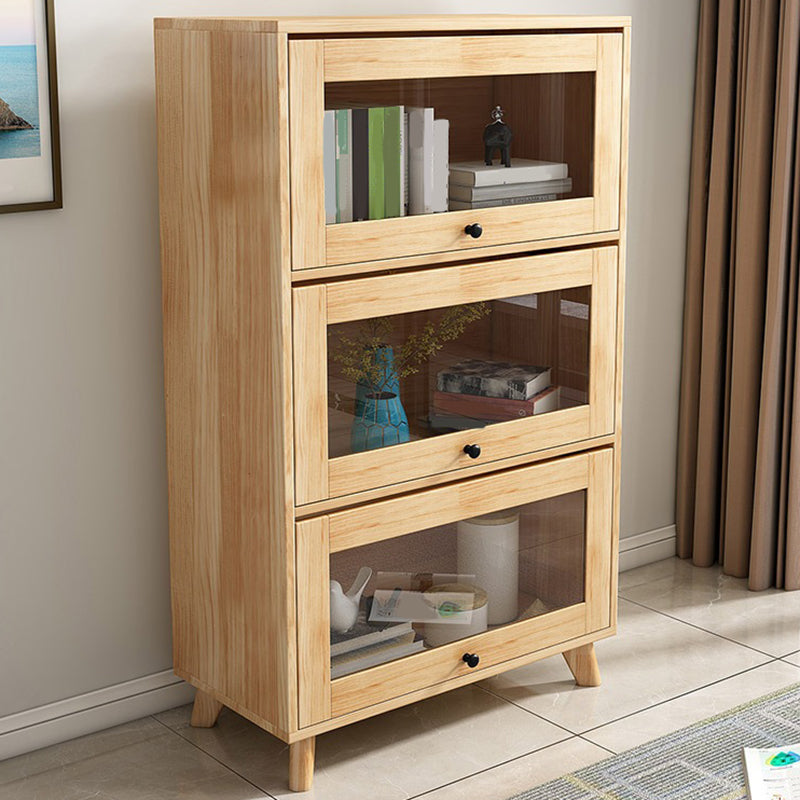 Libreria geometrica in stile moderno naturale libreria in legno massello con ripiani rettangolari